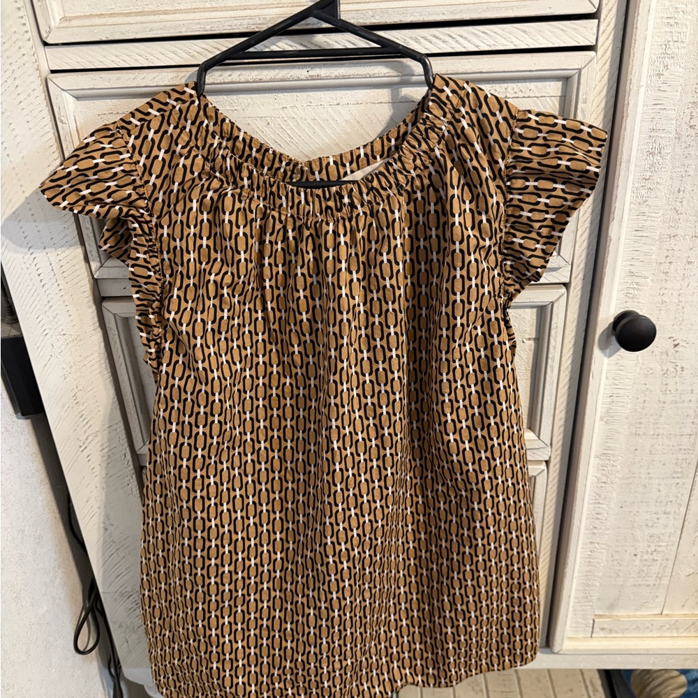 Brown Patterned Blouse - image 1